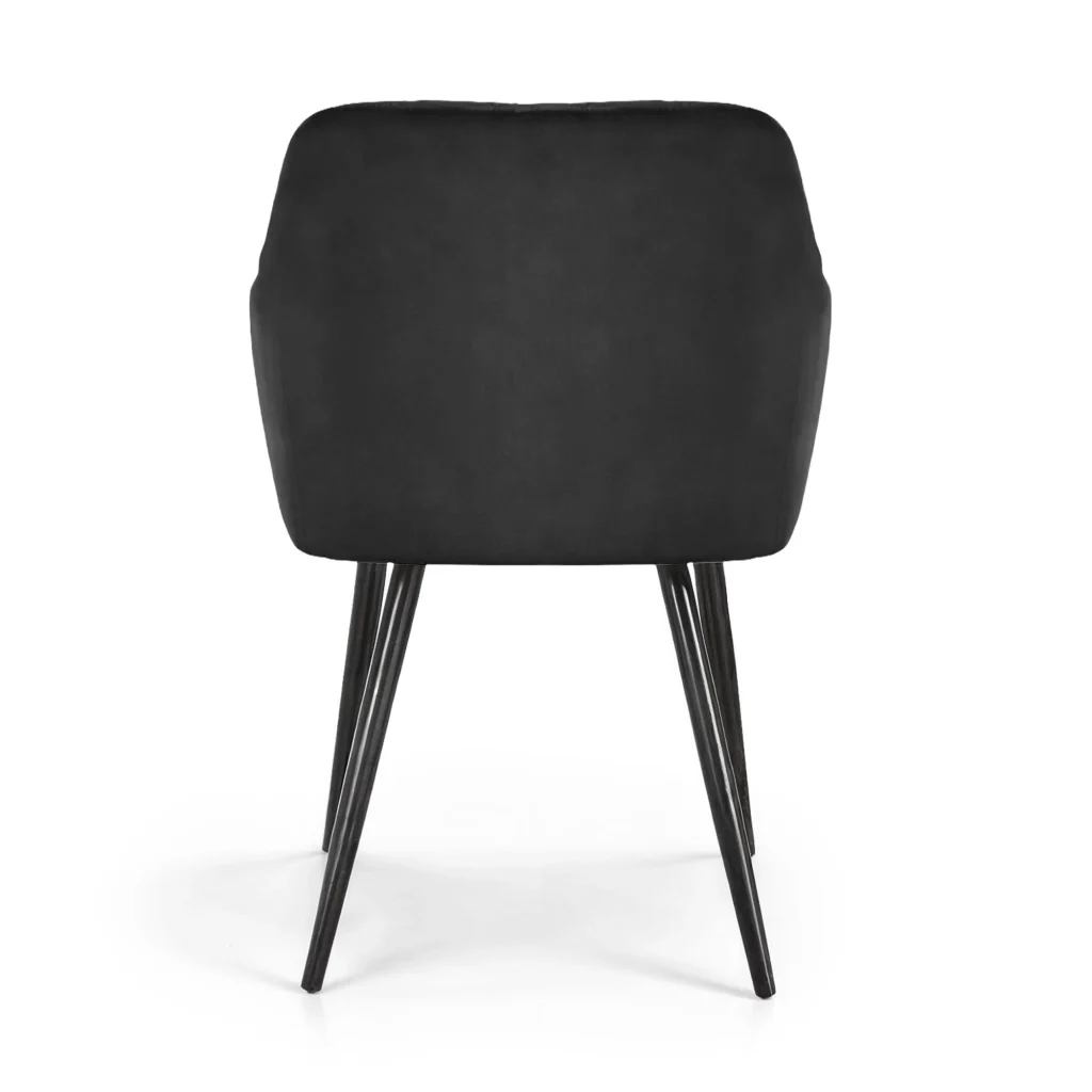 Set di 4 Sedie in velluto con cuciture a rombi VELTO Nero gambe nere - Image 5