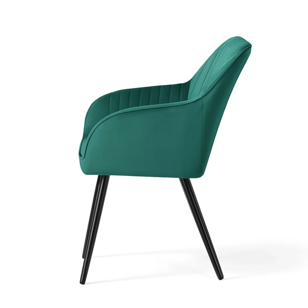 Set di 4 Sedie in velluto con cuciture verticali FLORENCE Verde Bottiglia gambe nere - Image 4