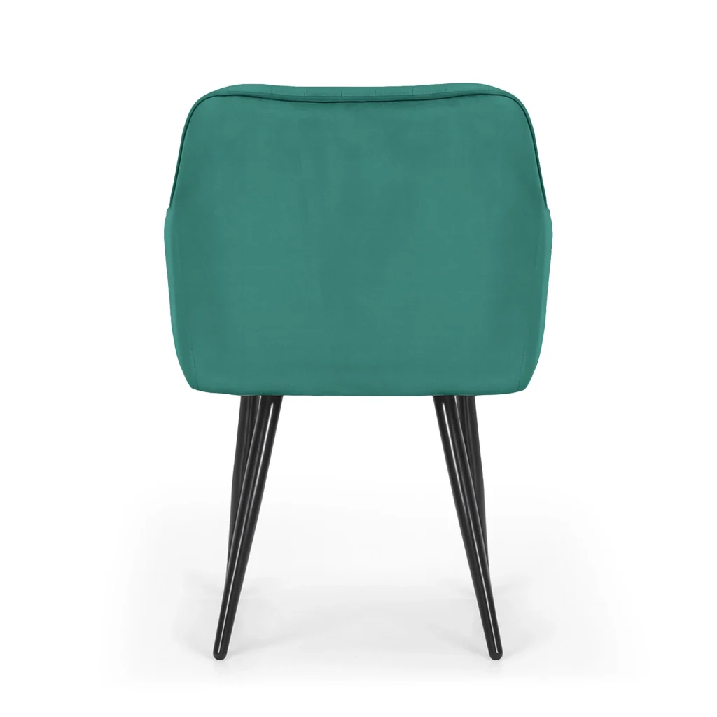 Set di 4 Sedie in velluto con cuciture verticali FLORENCE Verde Bottiglia gambe nere - Image 5