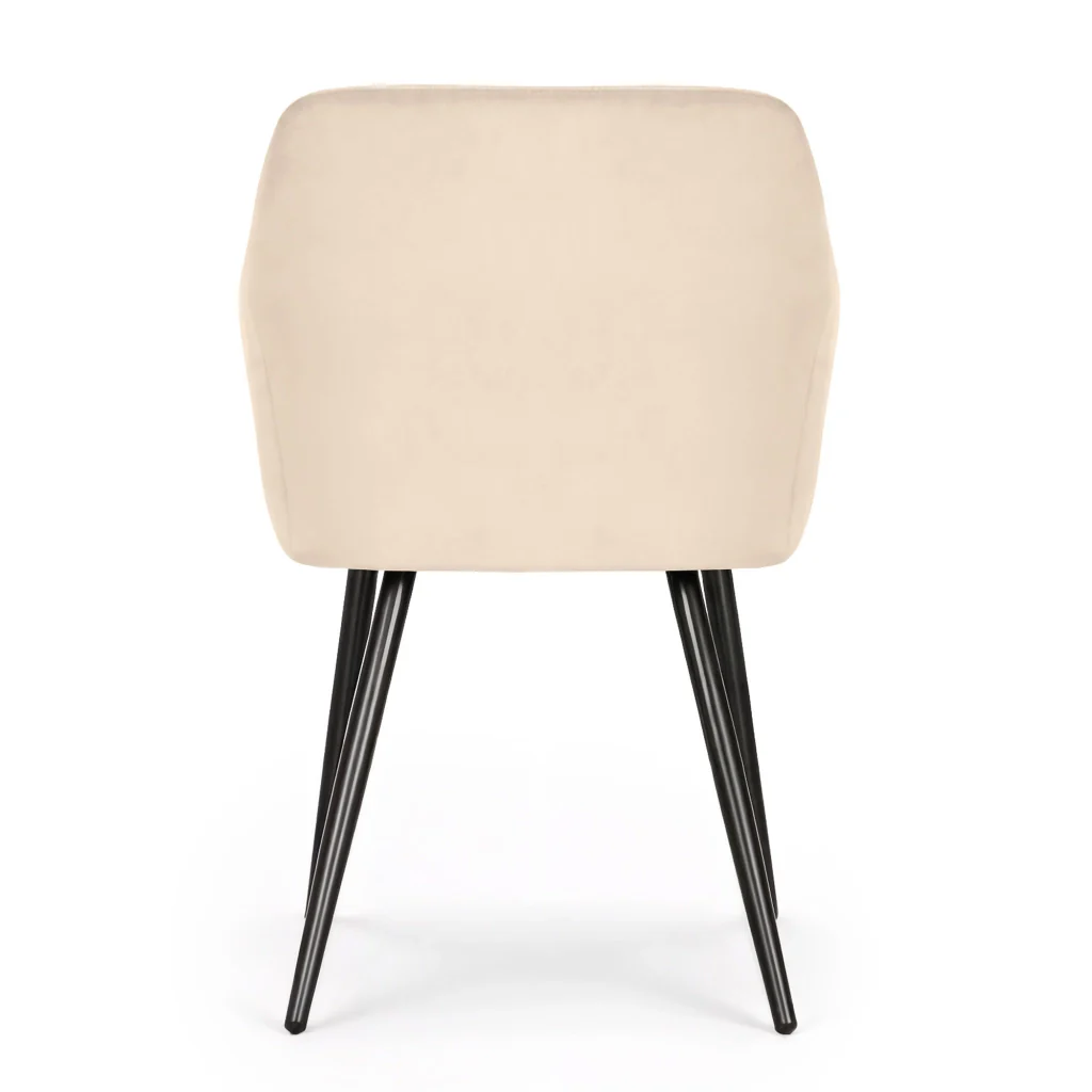 Set di 4 Sedie in velluto liscio ESTELLE Beige gambe nere - Image 5