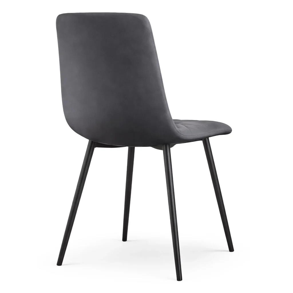 Set di 4 Sedie in velluto trapuntate NERO Grafite Scuro gambe nere - Image 5
