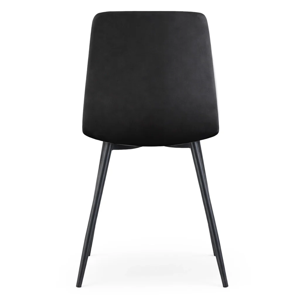 Set di 4 Sedie in velluto trapuntate NERO Nero gambe nere - Image 4