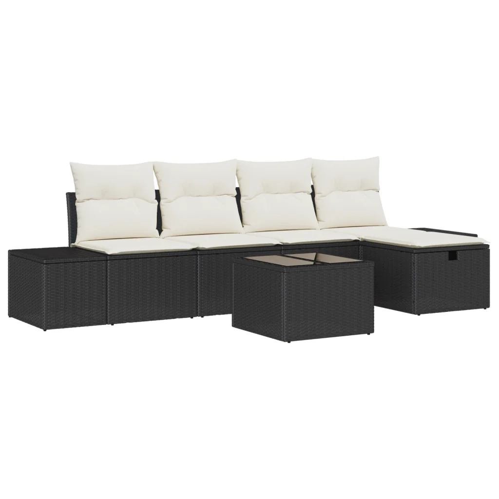 Set di 6 divani da giardino con cuscini Nero Polyrattan - Image 2