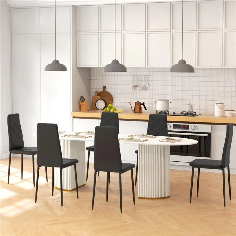 SET DI 6 SEDIE DA PRANZO MODERNE CON SCHIENALE ALTO IN FINTA PELLE E ACCIAIO, 41X50X97 CM, NERO - Image 3
