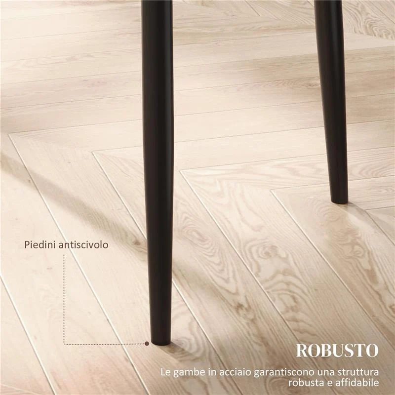 SET DI 6 SEDIE DA PRANZO MODERNE CON SCHIENALE ALTO IN FINTA PELLE E ACCIAIO, 41X50X97 CM, NERO - Image 4