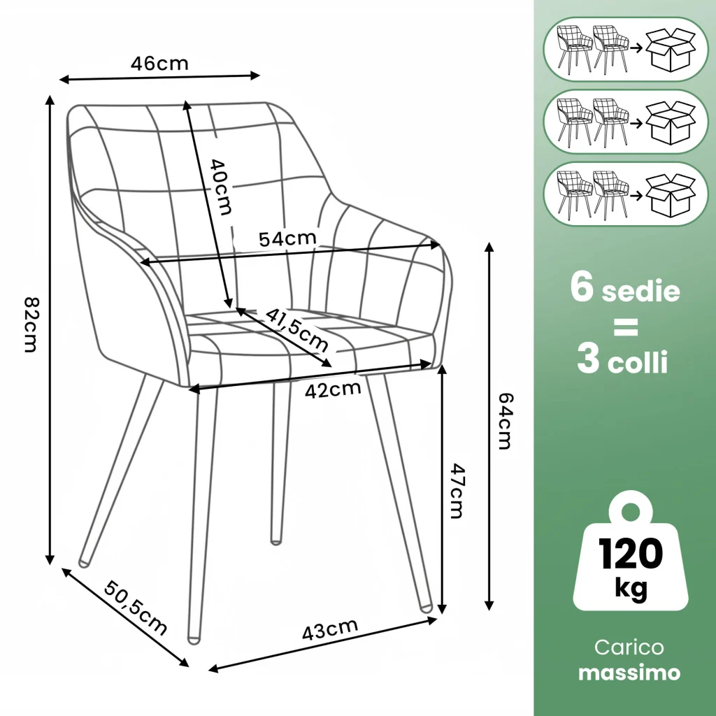 Set di 6 Sedie imbottite con cuciture quadrate LUXANO Rame gambe nere - Image 3