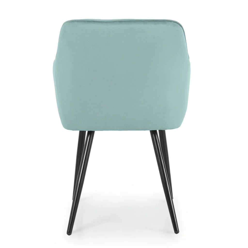 Set di 6 Sedie in velluto trapuntato DIAMANTE Turchese gambe nere - Image 5