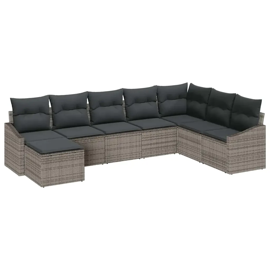Set di divani con cuscino 8 pcs Grigio polyrattan 3346839 - Image 2