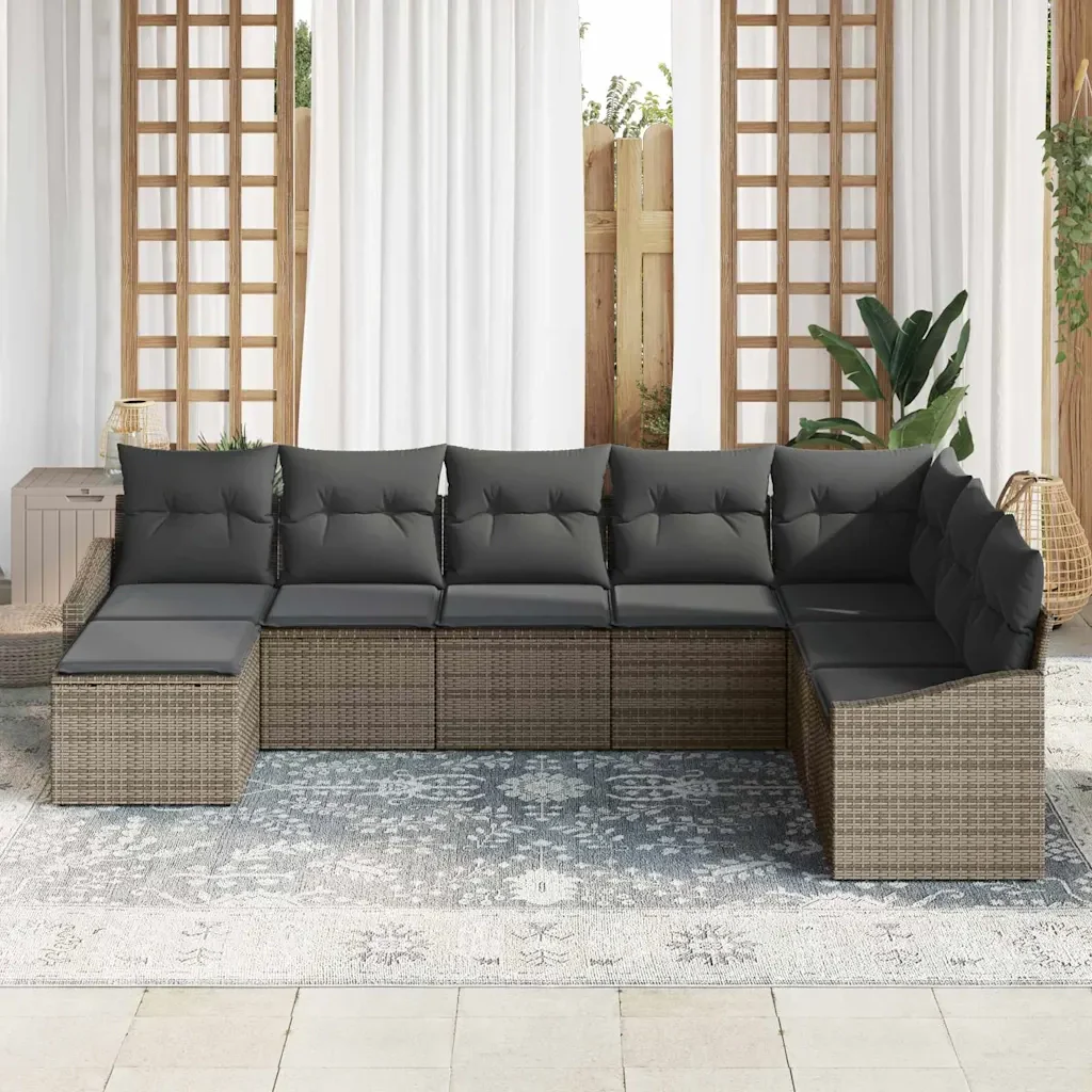 Set di divani con cuscino 8 pcs Grigio polyrattan 3346839 - Image 3