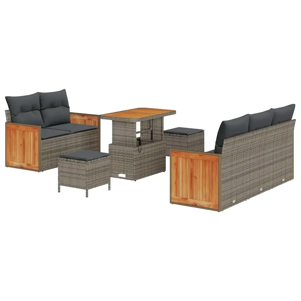 Set Divano da Giardino con cuscino 10 pcs Grigio polyrattan 3365203 - Image 2