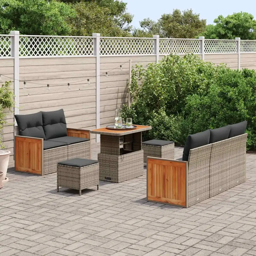 Set Divano da Giardino con cuscino 10 pcs Grigio polyrattan 3365203 - Image 3