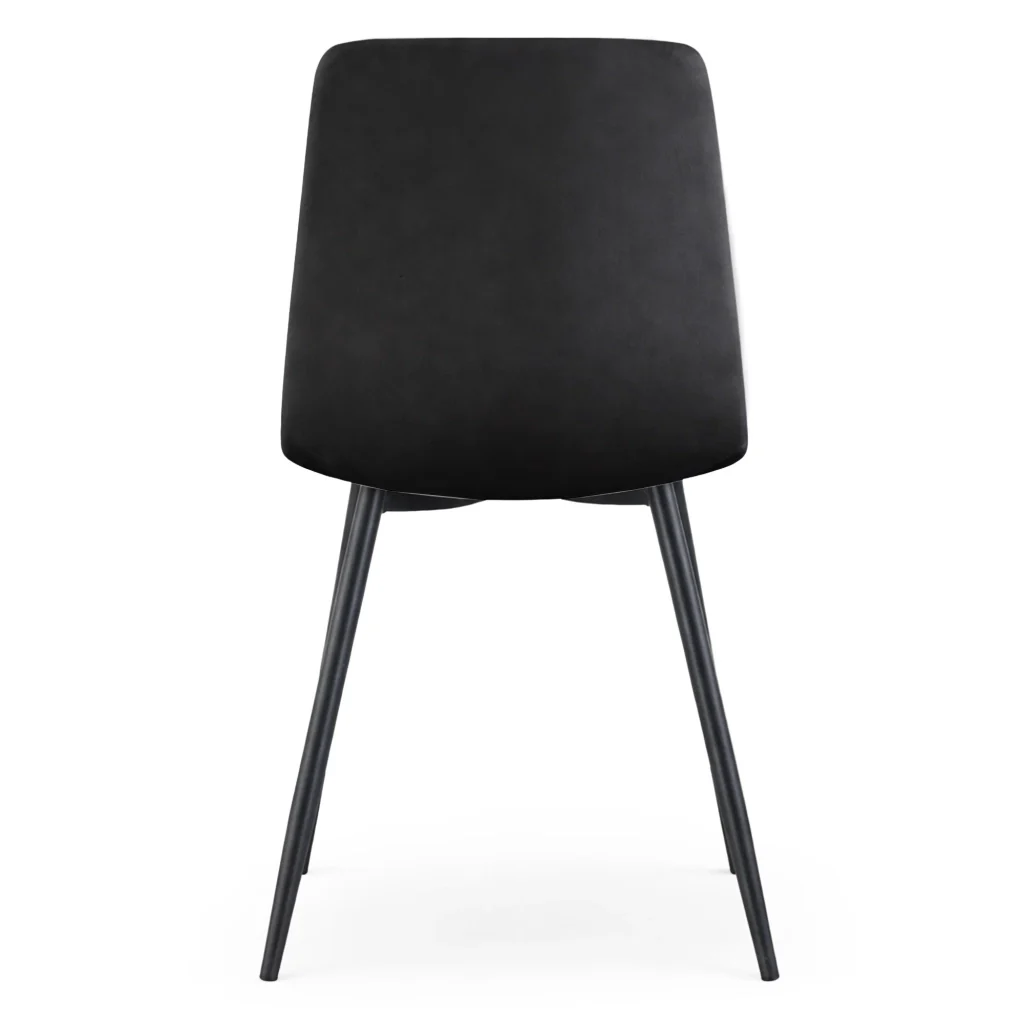 Set di 8 Sedie in velluto trapuntate MILO Nero gambe nere - Image 4