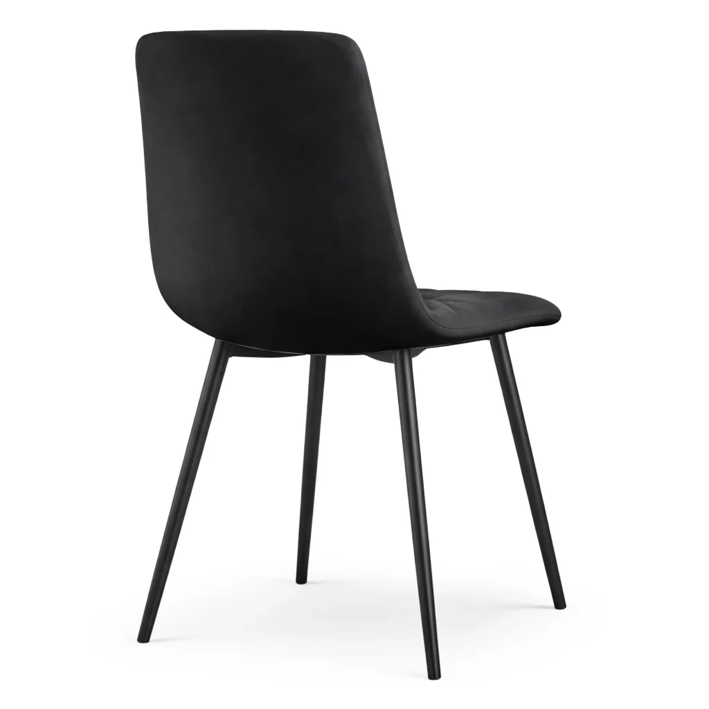 Set di 8 Sedie in velluto trapuntate MILO Nero gambe nere - Image 5