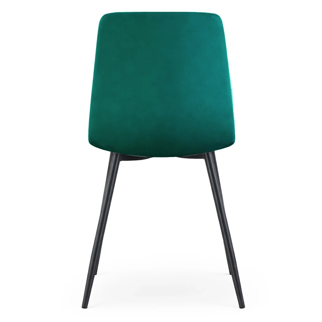 Set di 8 Sedie in velluto trapuntate NERO Verde Bottiglia gambe nere - Image 4
