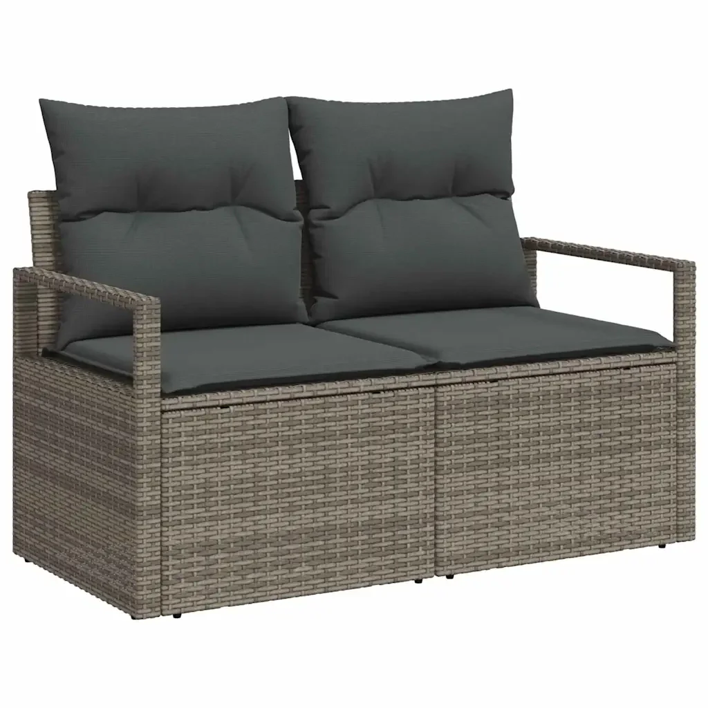 Set Divano da Giardino 9 pcs Grigio Poly Rattan 3364433 - Image 6