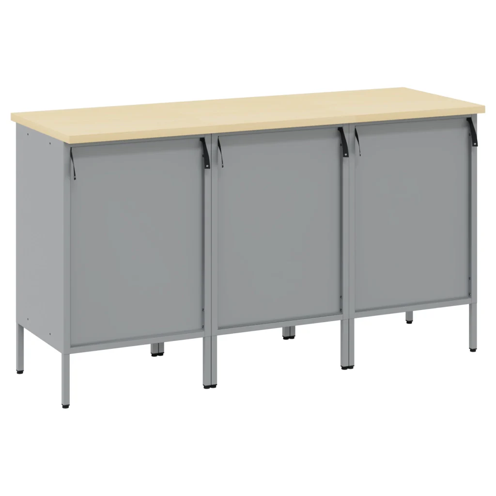 Set di armadietti da lavoro 3 pezzi rosso e grigio in legno ingegnerizzato e acciaio - Image 10