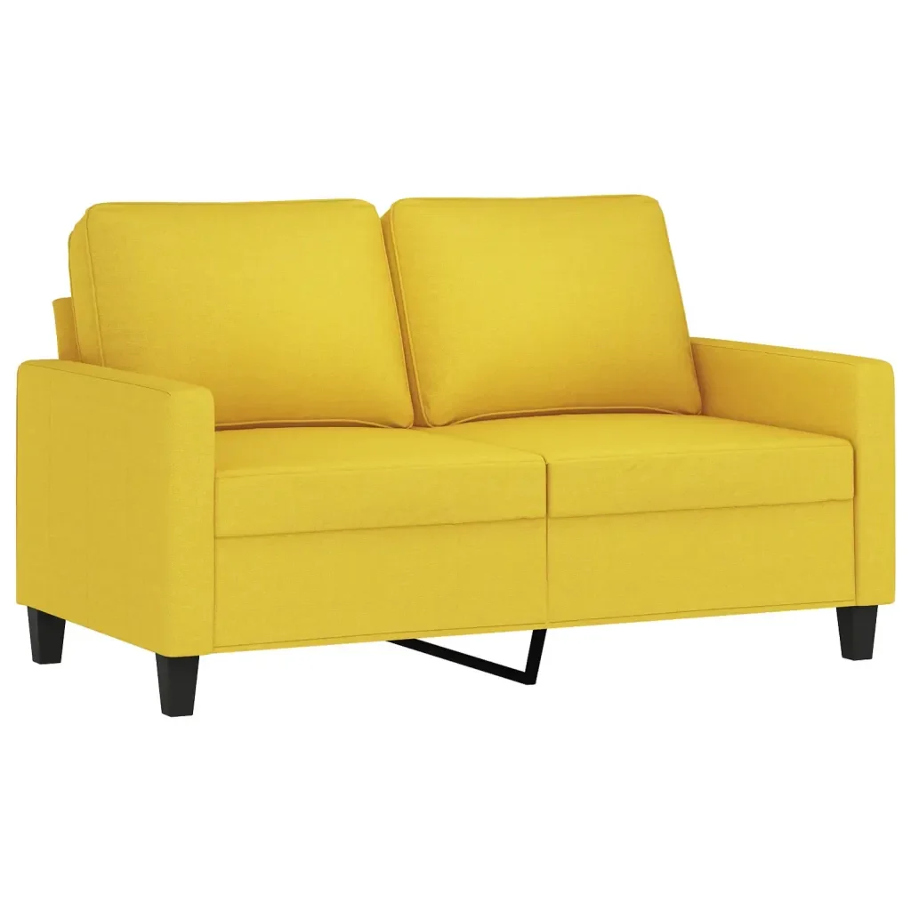 Set di Divani 2 pz con Cuscini Giallo Chiaro in Tessuto - Image 3
