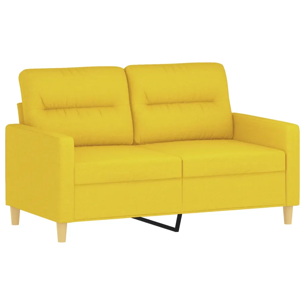 Set di Divani 2 pz con Cuscini Giallo Chiaro in Tessuto - Image 3
