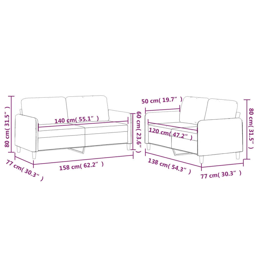 Set di Divani 2 pz con Cuscini Grigio Scuro in Tessuto - Image 6