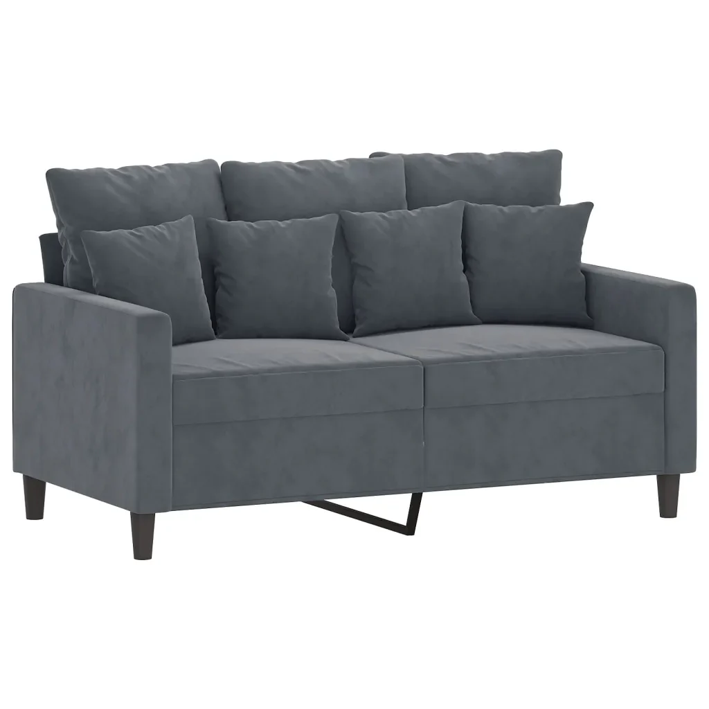 Set di Divani 2 pz con Cuscini Grigio Scuro in Velluto - Image 3