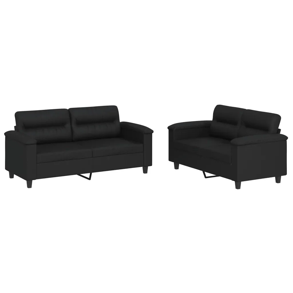 Set di Divani 2 pz con Cuscini Nero in Similpelle - Image 2