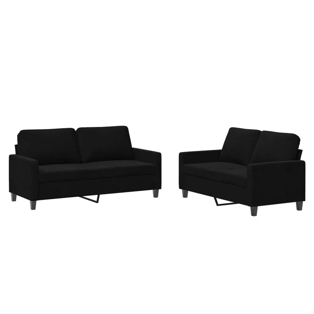 Set di Divani 2 pz con Cuscini Nero in Velluto - Image 2