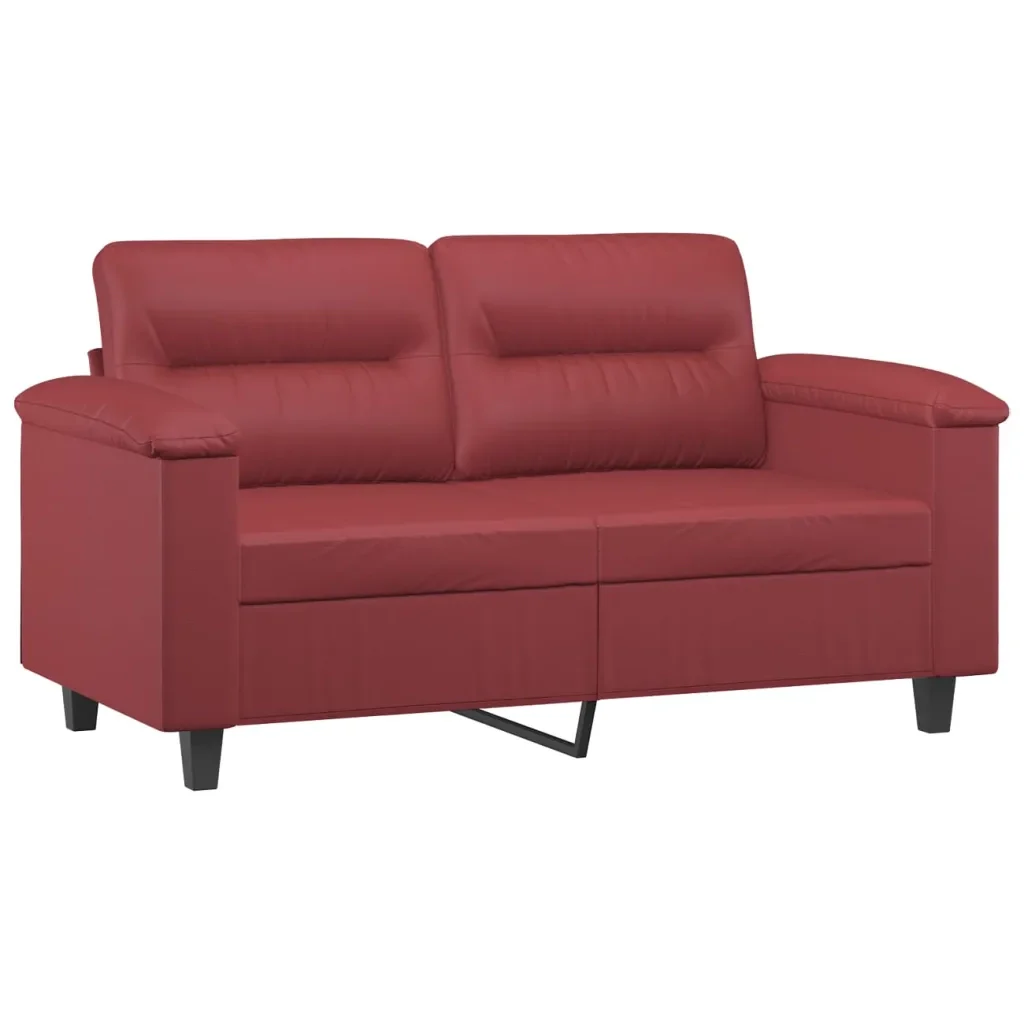 Set di Divani 2 pz con Cuscini Rosso Vino in Similpelle - Image 3