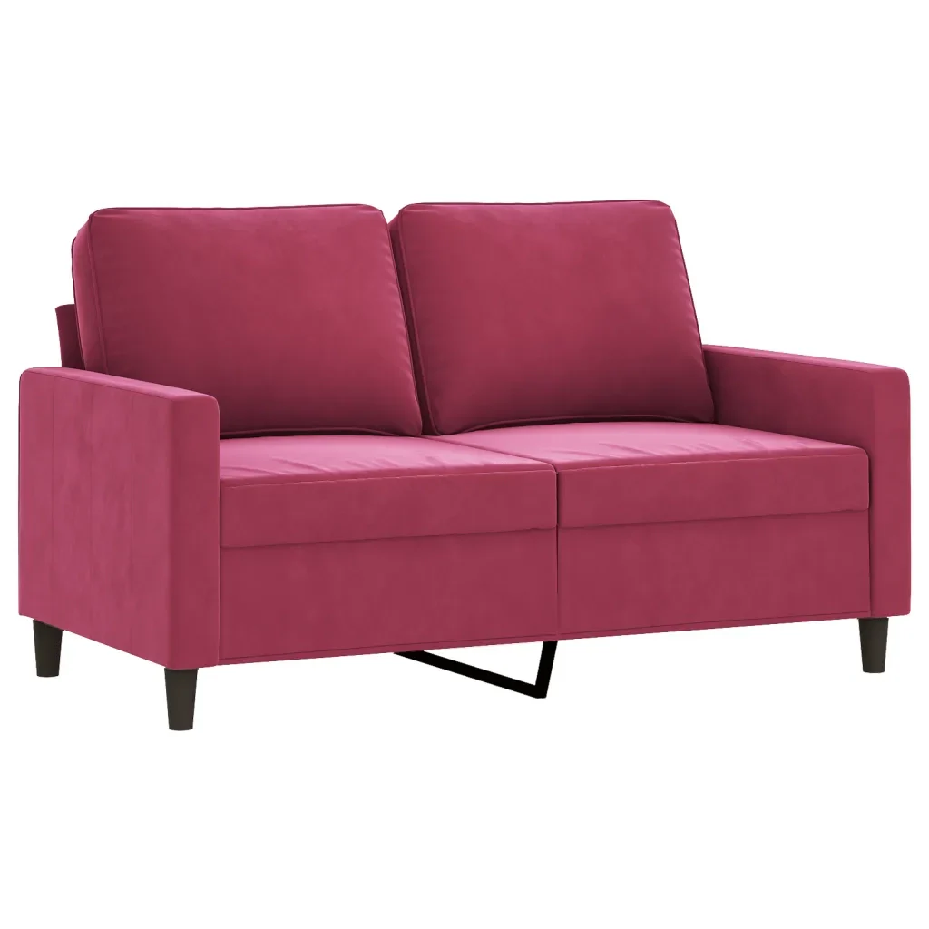 Set di Divani 2 pz con Cuscini Rosso Vino in Velluto - Image 3