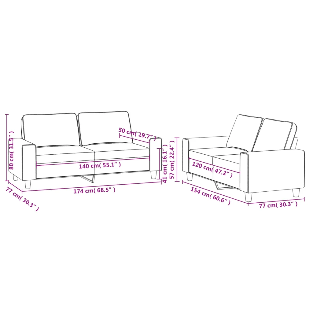 Set di Divani 2 pz Crema in Tessuto - Image 6