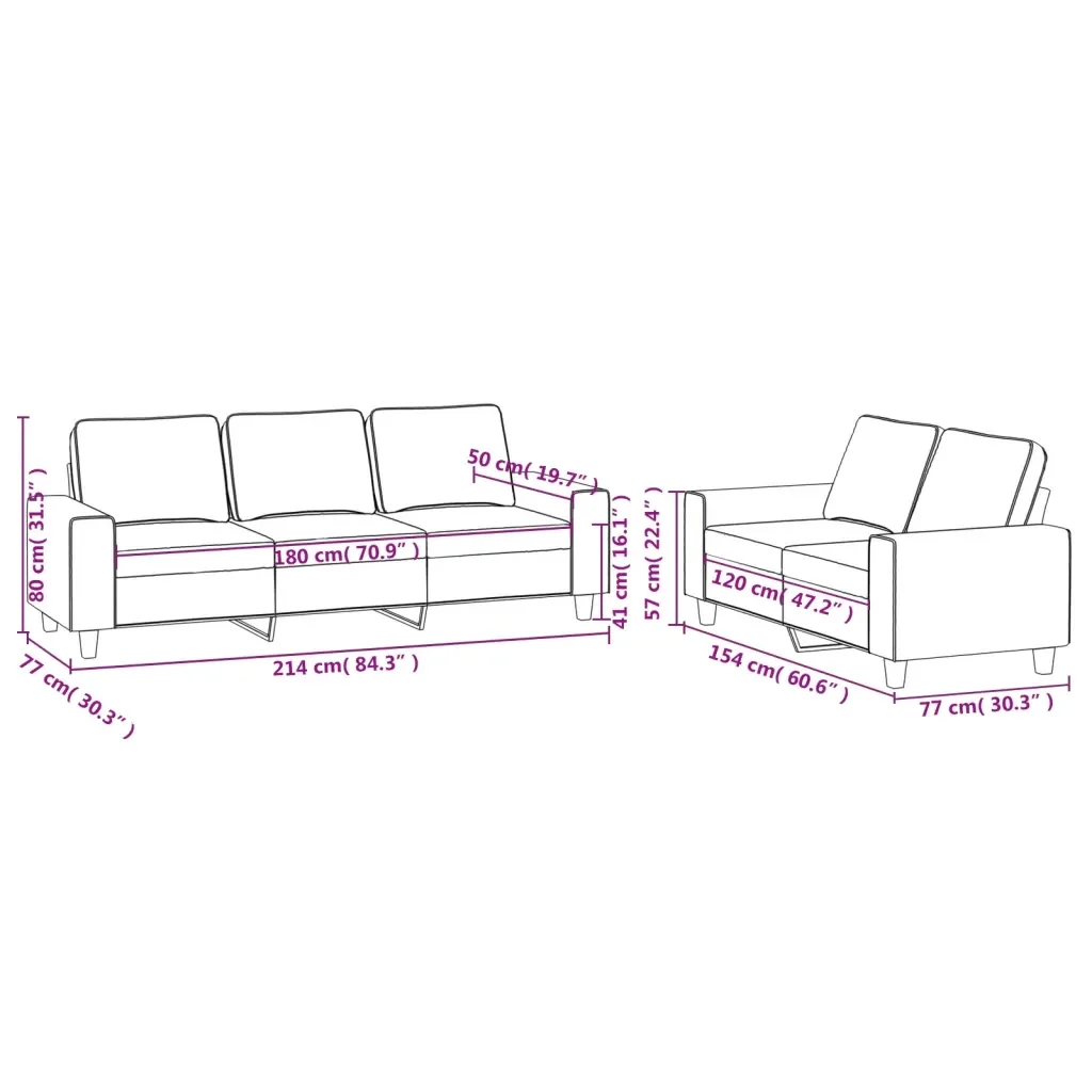 Set di Divani 2 pz Grigio Scuro in Tessuto - Image 6