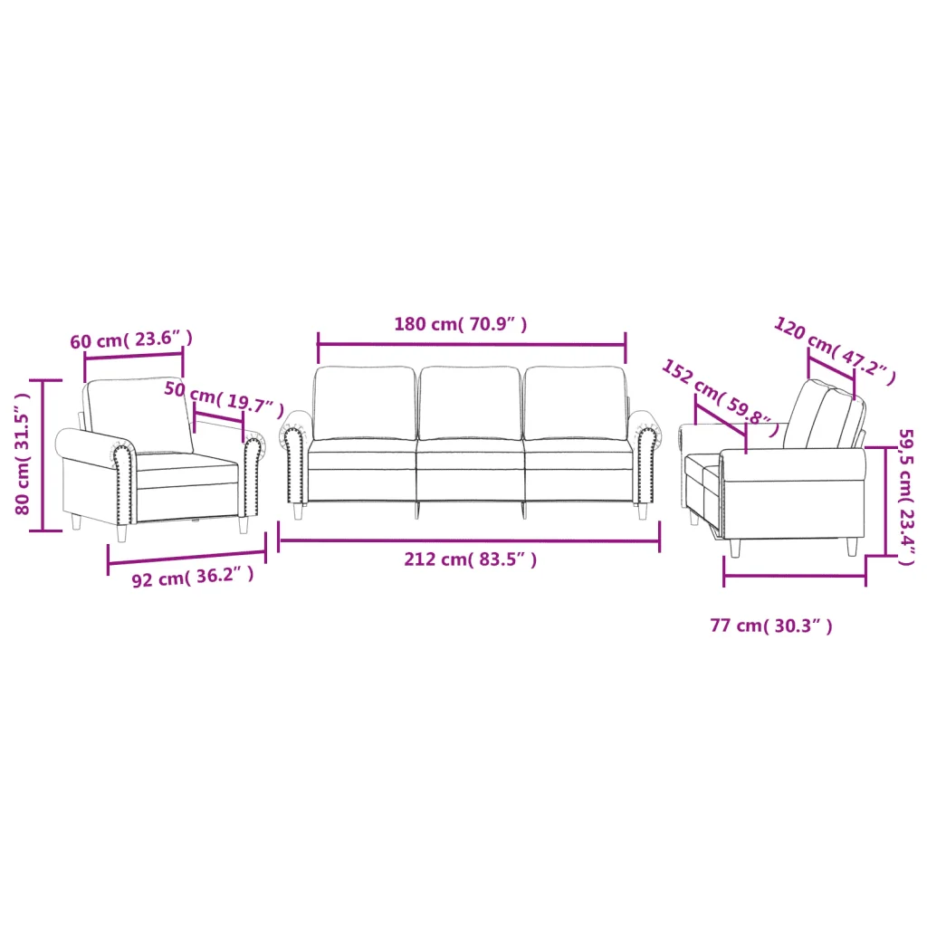 Set di Divani 3 pz con Cuscini Blu in Velluto 3202179 - Image 8
