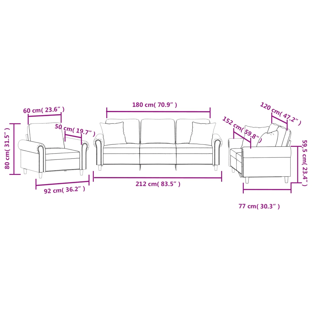 Set di Divani 3 pz con Cuscini Blu in Velluto 3202199 - Image 9