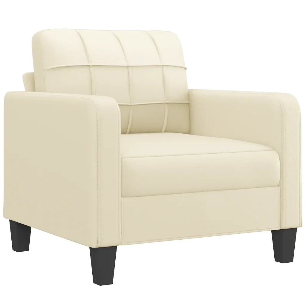 Set di Divani 3 pz con Cuscini Crema in Similpelle - Image 3