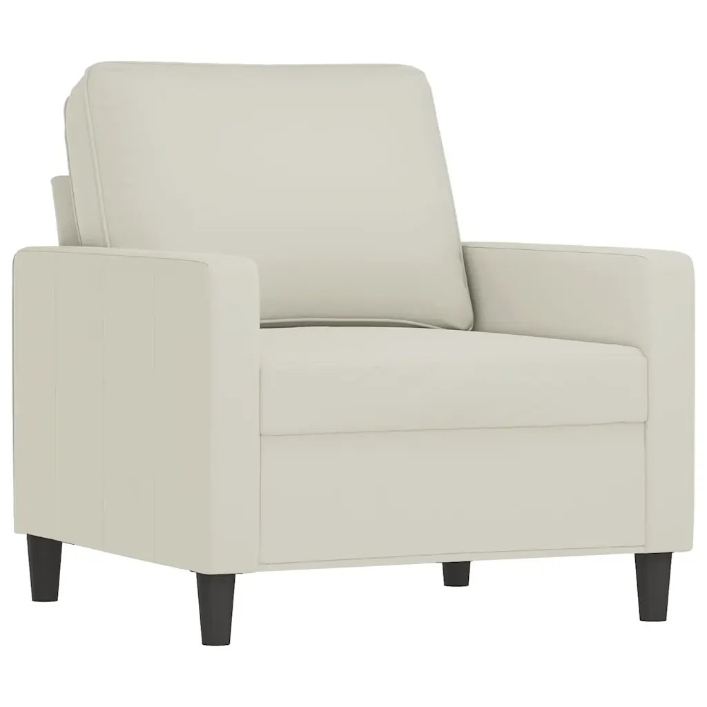 Set di Divani 3 pz con Cuscini Crema in Velluto - Image 3