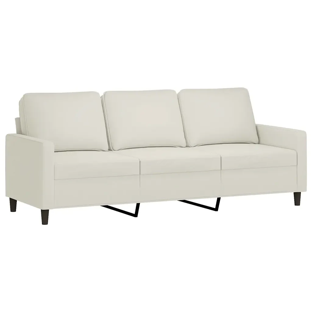 Set di Divani 3 pz con Cuscini Crema in Velluto - Image 4