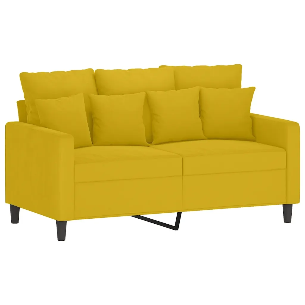 Set di Divani 3 pz con Cuscini giallo in Velluto - Image 3