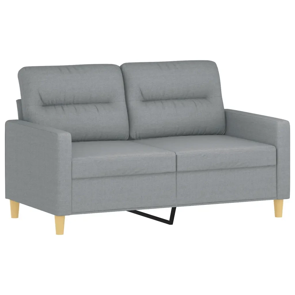 Set di Divani 3 pz con Cuscini Grigio Chiaro in Tessuto - Image 3