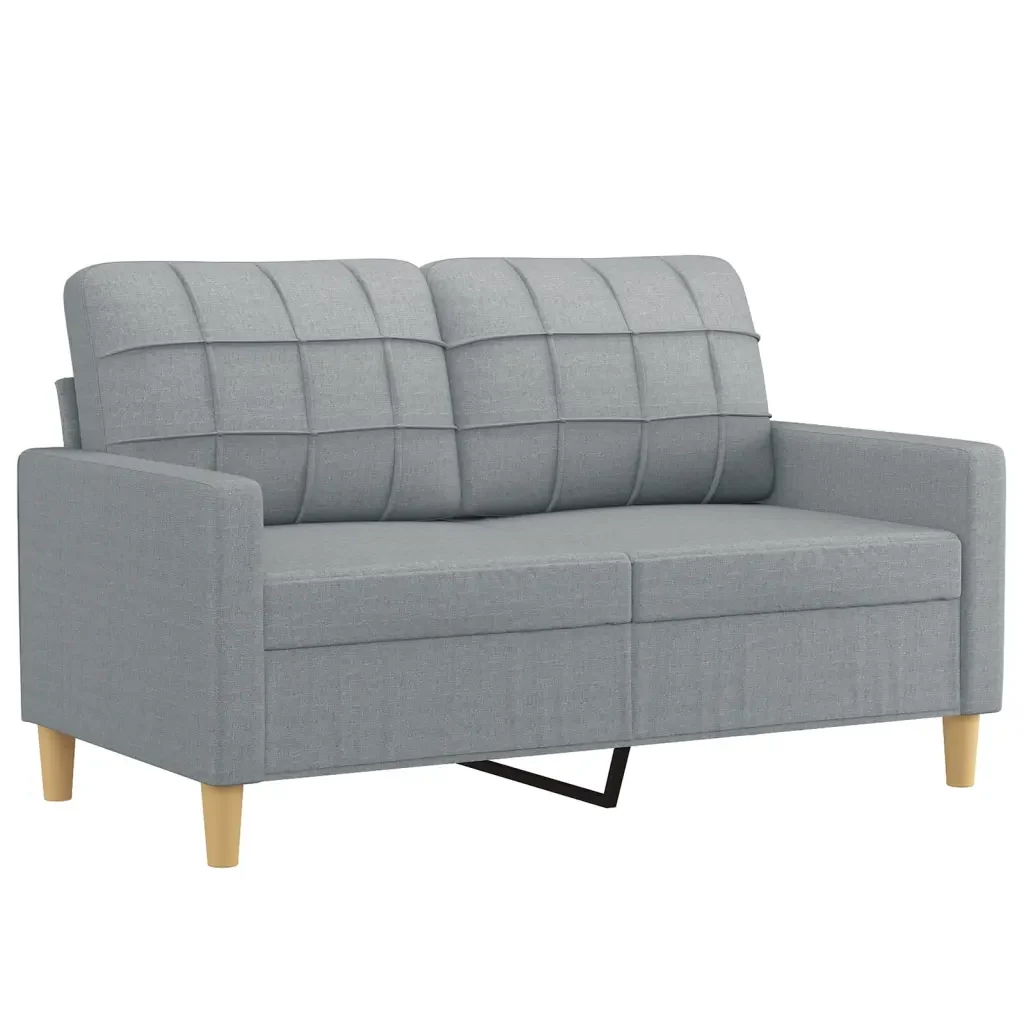 Set di Divani 3 pz con Cuscini Grigio Chiaro in Tessuto - Image 3