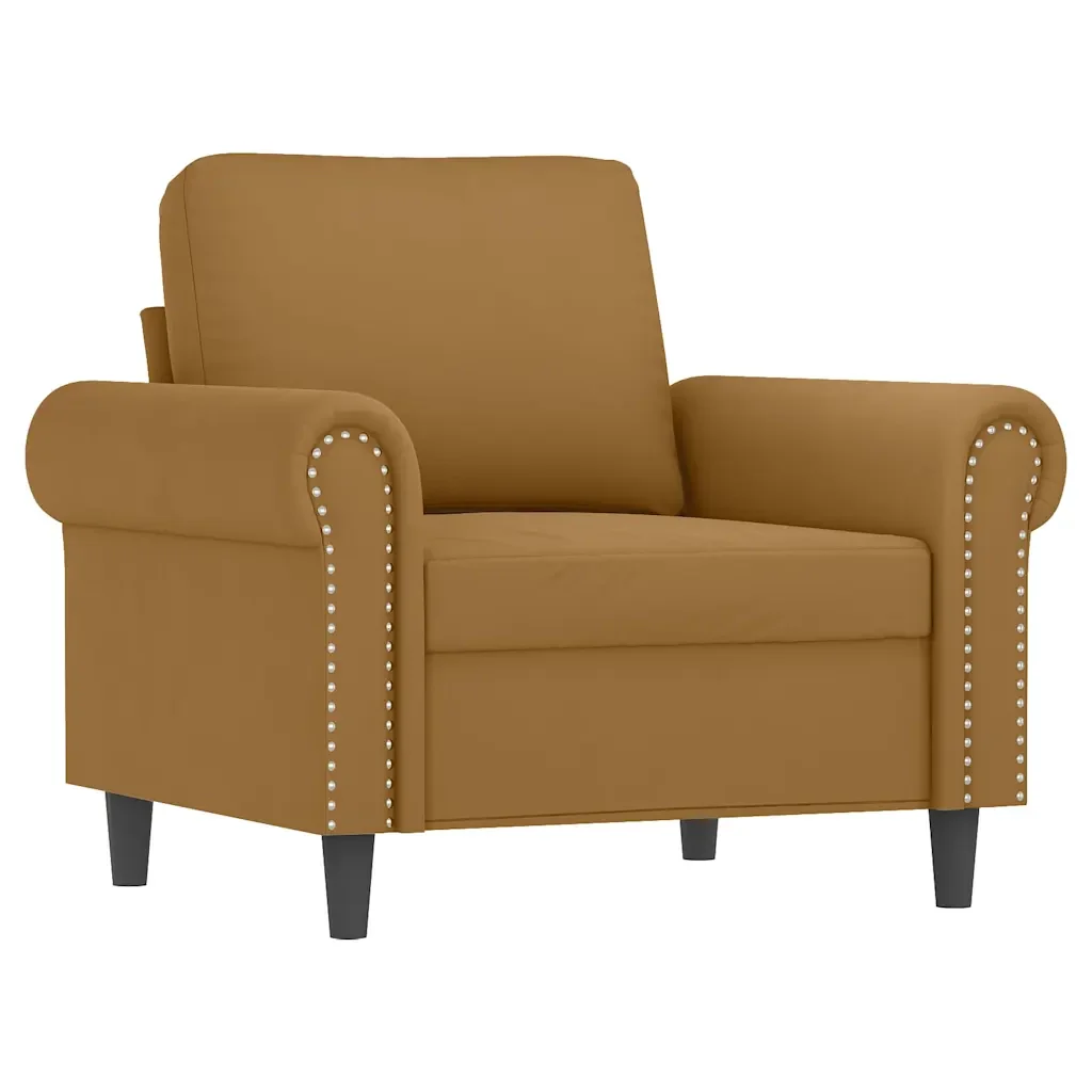 Set di Divani 3 pz con Cuscini Marrone in Velluto - Image 3