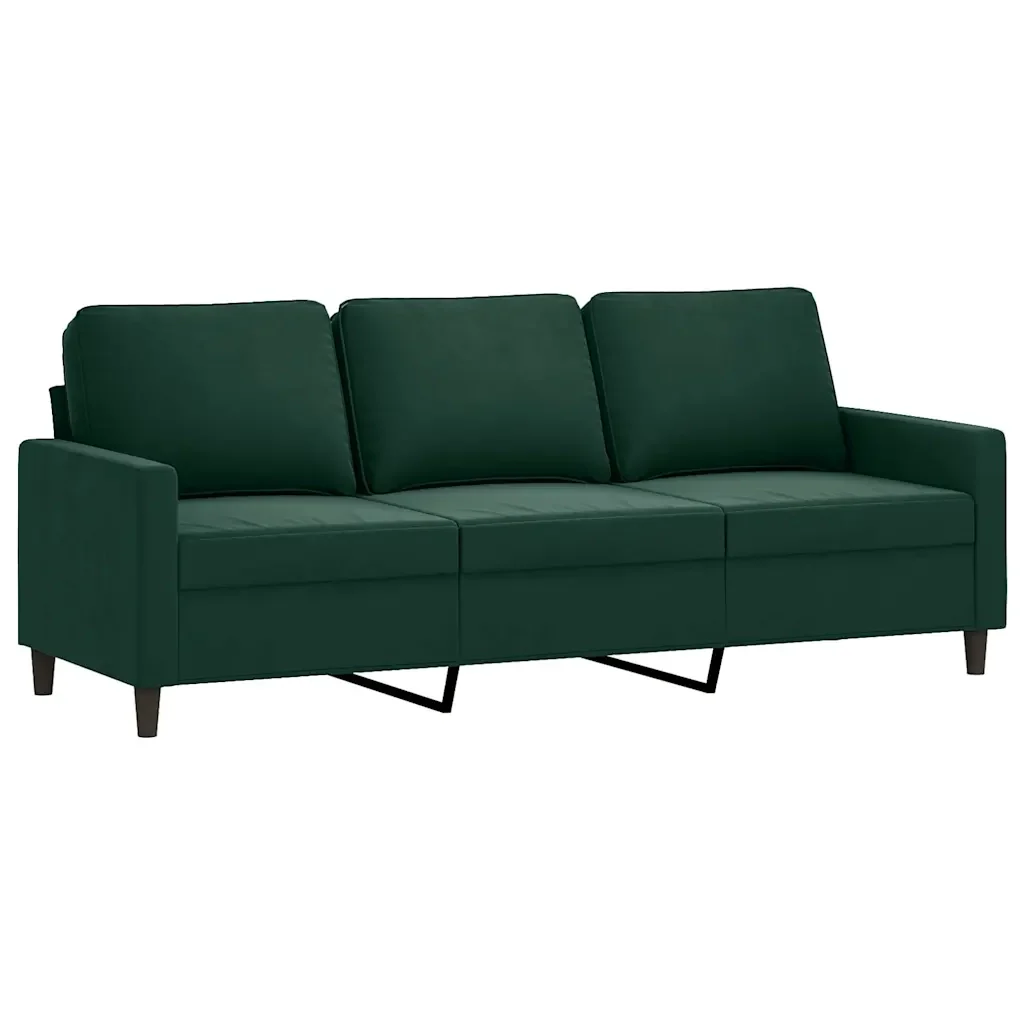 Set di Divani 3 pz con Cuscini Verde scuro in Velluto - Image 4