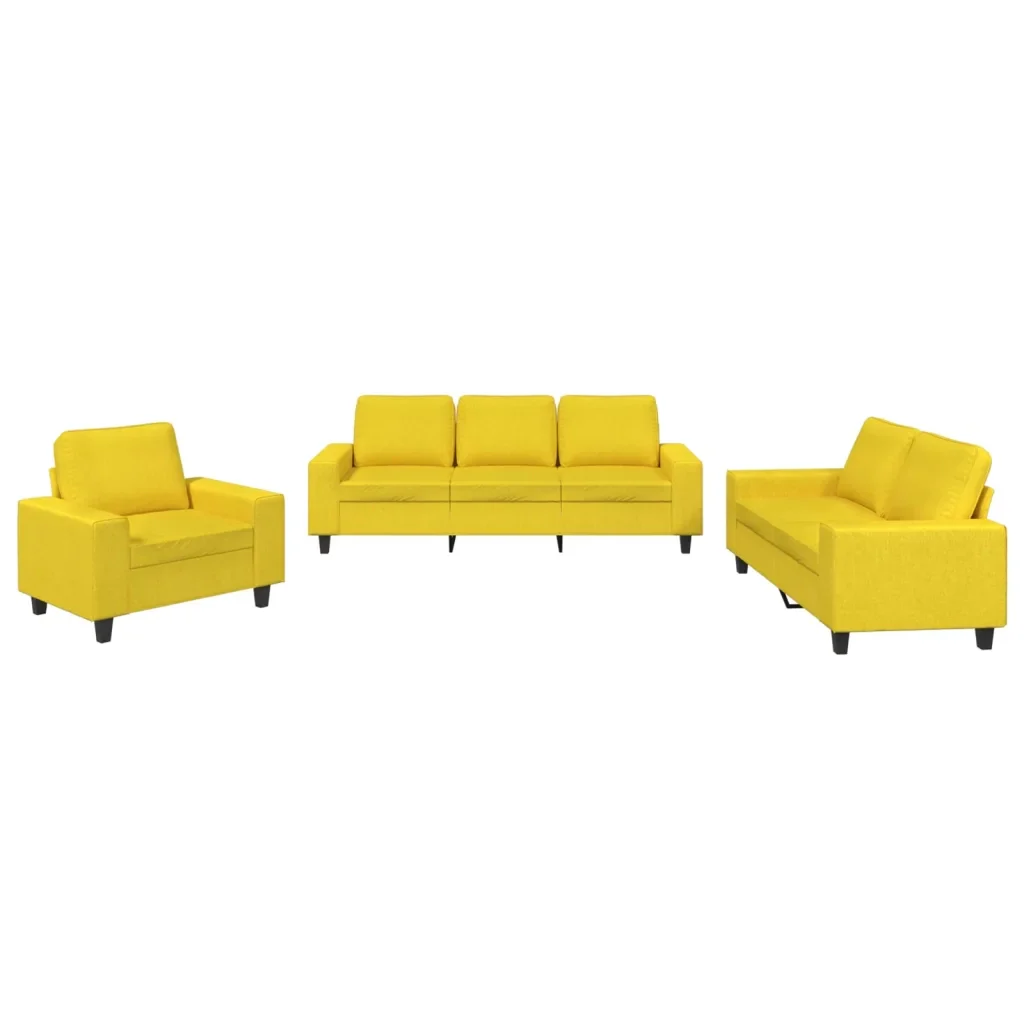 Set di Divani 3 pz Giallo Chiaro in Tessuto - Image 2