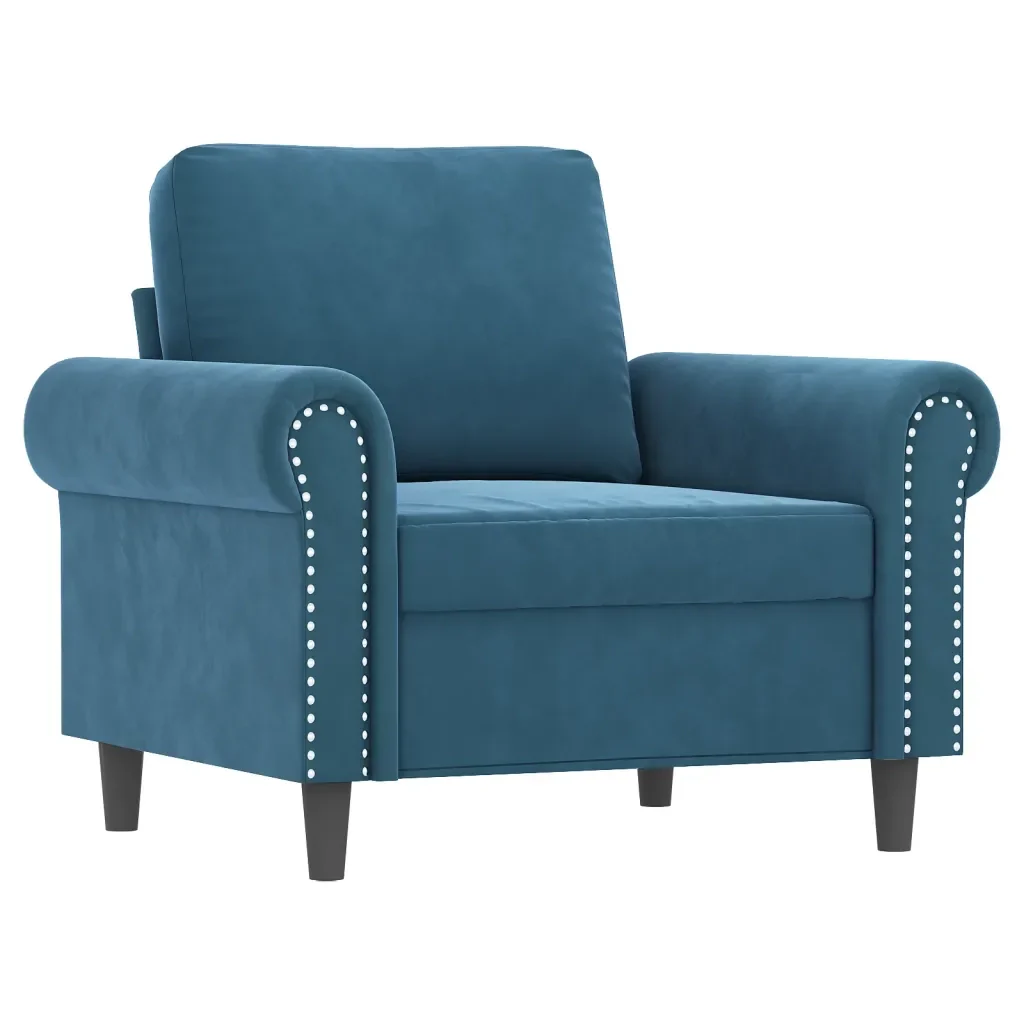 Set di Divani 4 pz con Cuscini Blu in Velluto 3202189 - Image 3