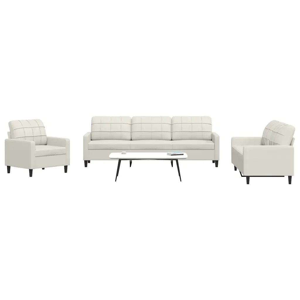Set di Divani 4 pz con Cuscini Crema in Velluto