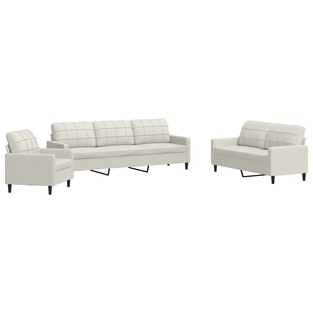 Set di Divani 4 pz con Cuscini Crema in Velluto - Image 2