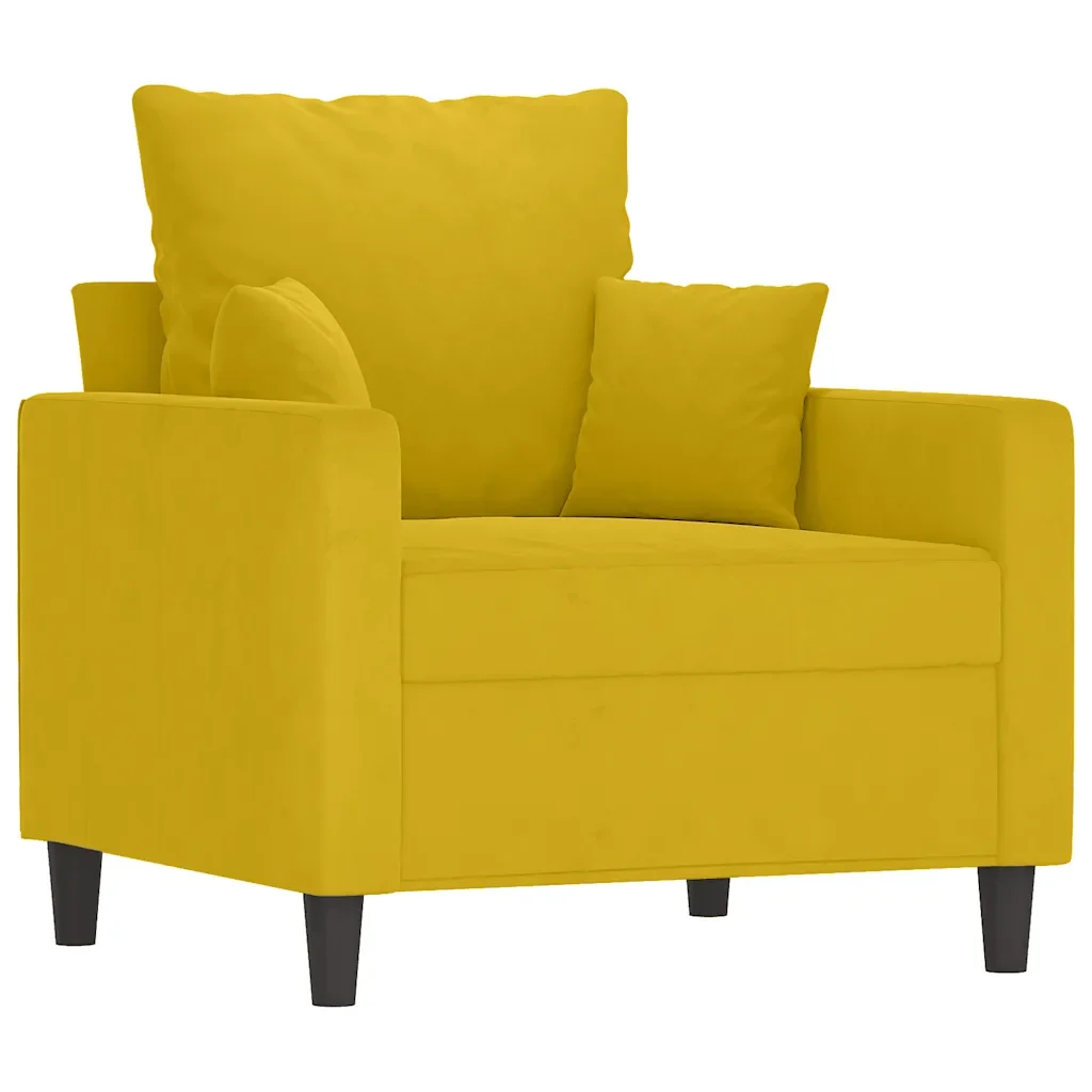 Set di Divani 4 pz con Cuscini giallo in Velluto - Image 4