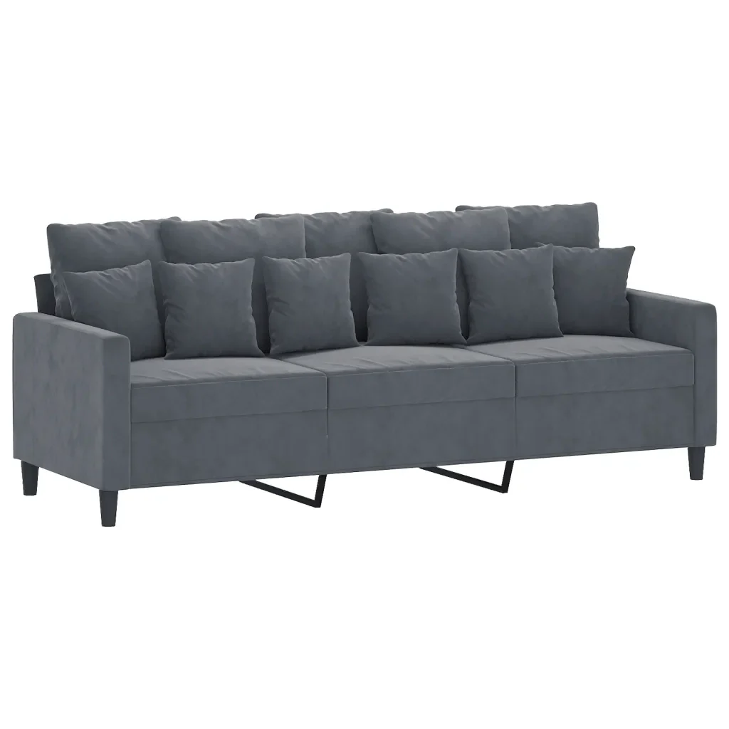 Set di Divani 4 pz con Cuscini Grigio Scuro in Velluto - Image 3