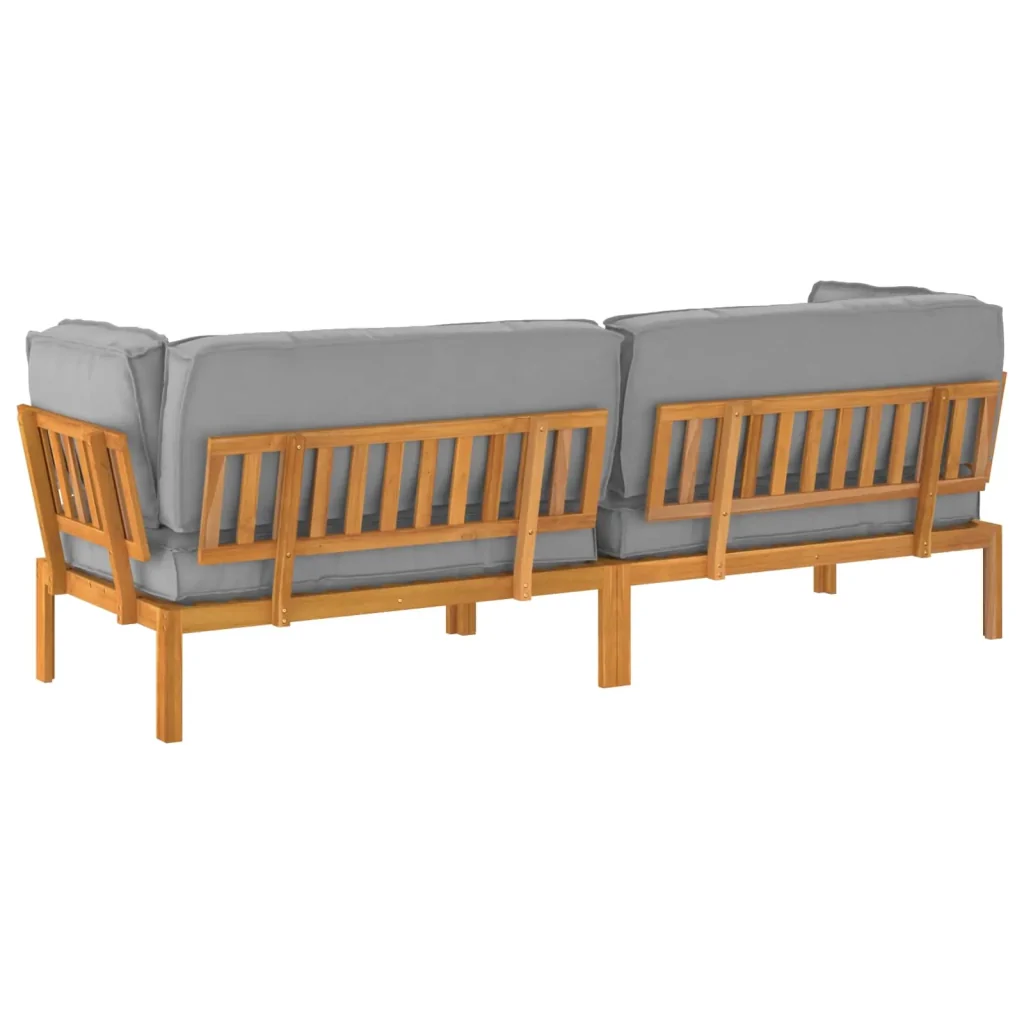 Set di divani con cuscino 2 pcs Grigio Legno di Acacia Massello 3418525 - Image 10