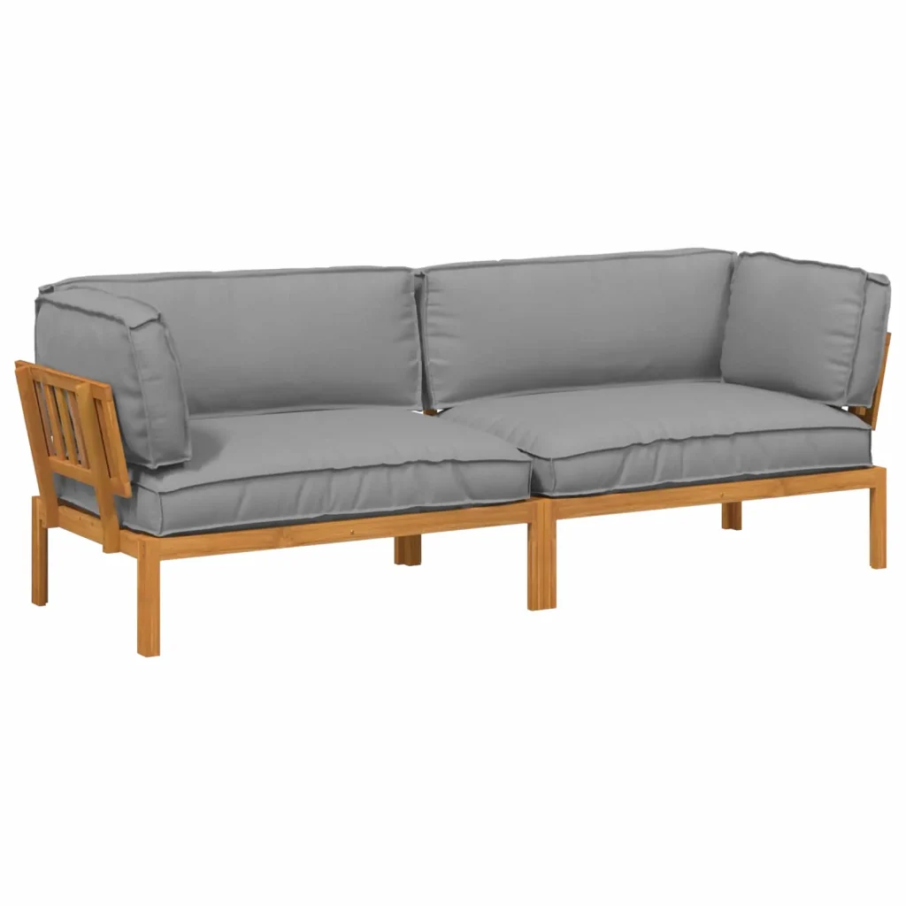 Set di divani con cuscino 2 pcs Grigio Legno di Acacia Massello 3418525 - Image 2