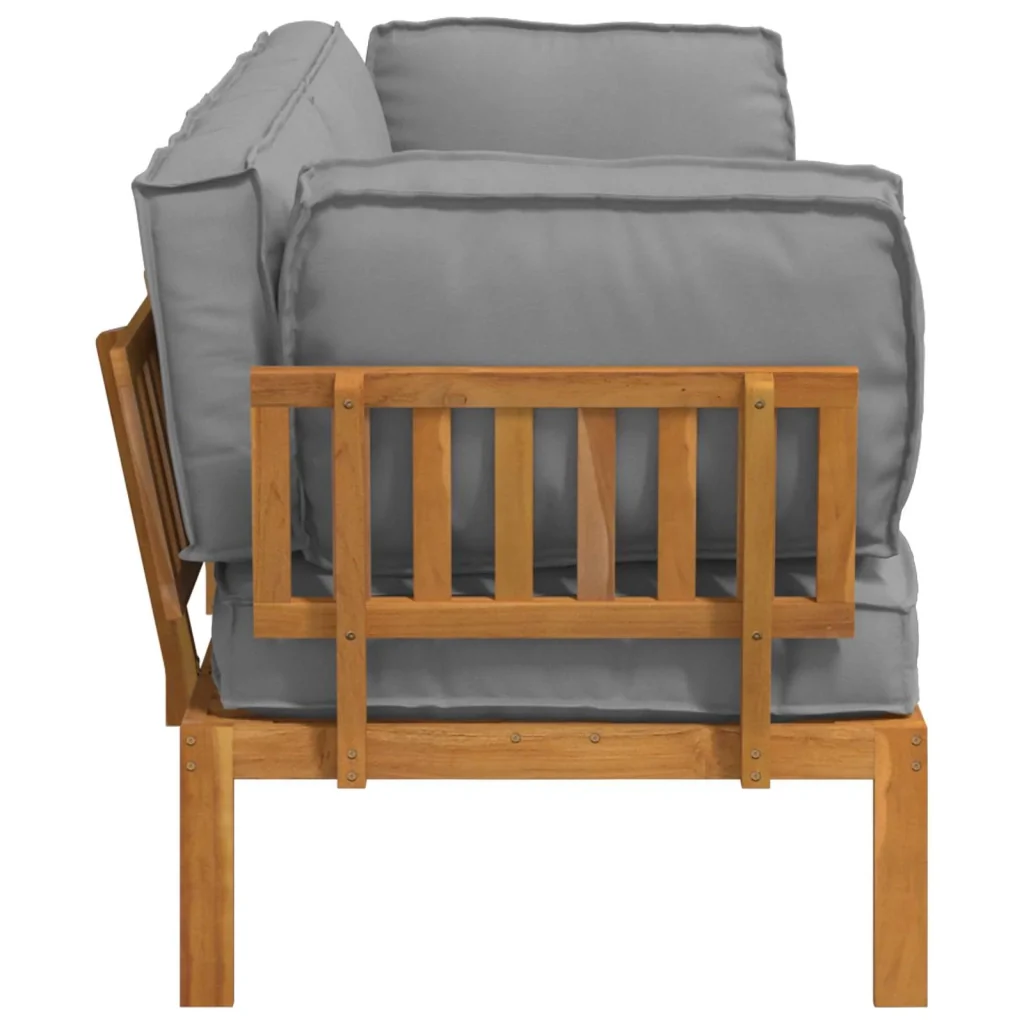 Set di divani con cuscino 2 pcs Grigio Legno di Acacia Massello 3418525 - Image 9