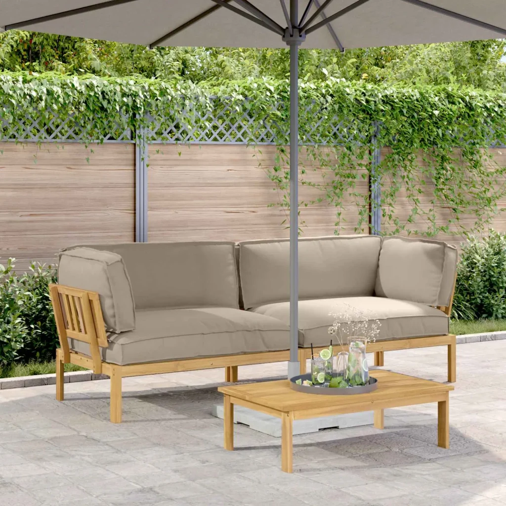 Set di divani con cuscino 2 pcs Talpa Legno di Acacia Massello 3418359